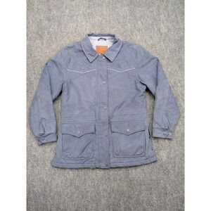 Outback Trading Western Charm Jacket Womens M Blue Quilted Ranch Coat Microsuede